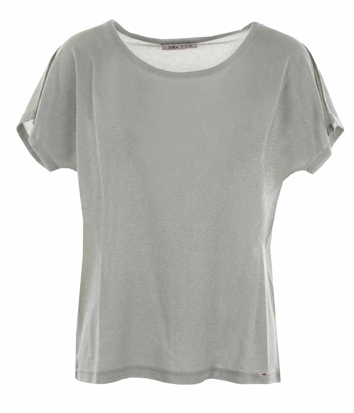 Lurex short-sleeved blouse with round neck with viscose 0